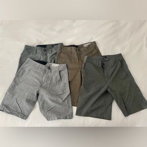 4 pair of Volcom & Hurley boys shorts